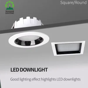 Embedded Commercial Anti Glare Black White 7W 24w 36w DOB Led Downlight Ultra Thin Square Round Focos Led Ceiling Light