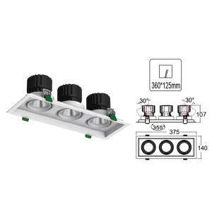 Embedded Grille Ceiling Light Adjustable Downlight