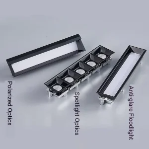 Embedded Linear Polarized Aluminum Grille LED Spotlight square Household Living Room Anti Glare COB