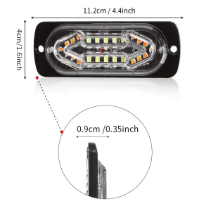 Emergency Ambulance Strobe Light 16 Modes Flashing Lighting 12W Pickup Trucks LED Side Warning Signal Lamp Waterproof IP65 Amber