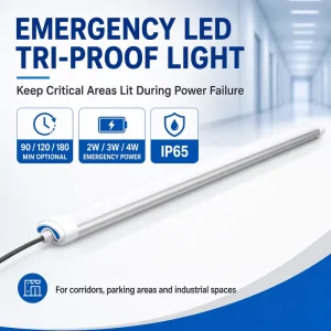 Emergency LED Tri Proof Light IP65 Waterproof Linear Light with 90 120 180 Minutes Backup