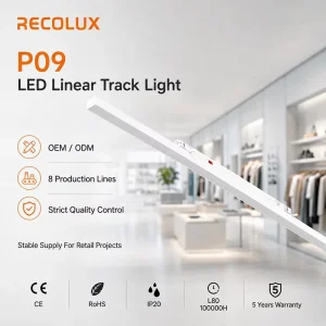 Energy Efficient LED Linear Track Luminaire 160lm W Fixture With 85° or 95° Optical Options for Retail