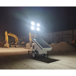 Energy Efficient LED Source 9m Vertical Lift Mobile Lighting Tower for Outdoor Temporary Night Construction Lighting