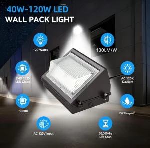 Energy Saving Commercial LED Wall Pack 120W High Brightness Outdoor for Various Architectural Styles Light
