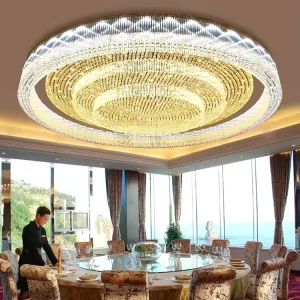 Engineering Luxury Custom Creative Hotel Lobby Restaurant Decoration Large Led Bespoke K9 Crystal Ceiling Lights