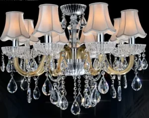 European American Style Crystal Fabric LED Chandeliers Pendant Lights Gold Clear Color Luxury Elegant Living Lighting