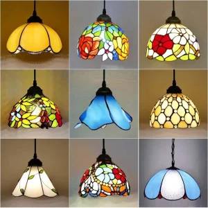 European Chandelier Vintage Creative Color Glass Pendant Lamp Home Living Room Restaurant Bedroom Hotel Corridor