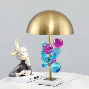 European Decorative Metal Dome Table Lamp Gold Color AC LED for Hotel Living Room and Bedroom