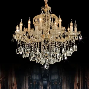 European Energy Saving Clear Crystal Candle Chandelier Water Drop Pendant Hotel Wedding Decorative Ceiling Lamp