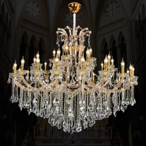 European Golden Chandelier LED for Living Room Bedroom K9 Crystal Lamp Wedding Party Pendant Light