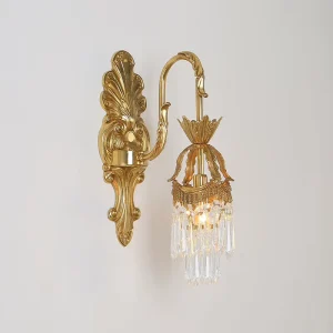 European Hotel Bedside Wall Mounted Lamp Brass Decorative Wall Light Medieval Bronze Wall Sconce
