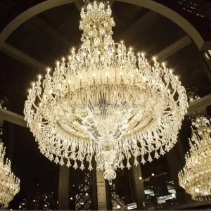 European Luxury Classic Oversized Foyer Lobby Candle Chandelier with Two Story Foyer Pendant Lamp for Villa Wedding Hall