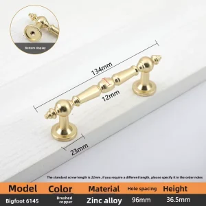European Style Antique-bronze Metal Zinc-alloy American-style Single-hole Light-luxury Handle De Mueble Vintage Golden