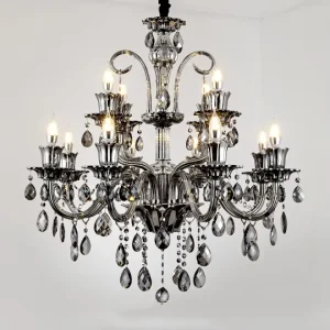 European Style Chandelier Living Room Crystal Lamp Pendant Light Dining Room Bedroom Smoke Gray Crystal Chandelier