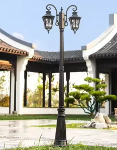 European Style Double Headed Neon Antique Street 3m Outdoor Waterproof Retro Garden Poles IP65 Aluminum Octagonal Courtyard AC
