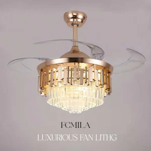 European Style Invisible Ceiling Fan Light Luxury Iron Chandelier Fan Light with LED Remote Control DC Motor for Bathroom