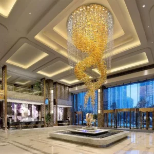 European Style Simple Glass Chandelier Villa Living Room Long Chandelier LED Spiral Hotel Lobby Glass Ball Lamp