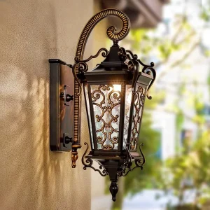 European Style Vintage Modern Decorative Indoor Wall Lamp Classic Luxury Waterproof Anti-rust Gold + Clear Aluminum+glass AC
