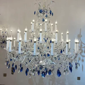 European Traditional Chrome Crystal Candle Ceiling Pendant Light Chandelier