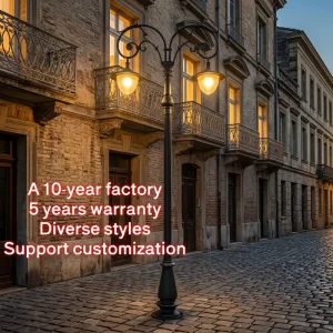 European style Retro Street Lamp Cast Aluminum Three head Landscape Lamp Outdoor Waterproof Rural Villa Courtyard Street Lamp