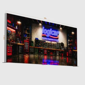 Exhibition Backwall Light Box SEG Fabric Display for Workshop Equipment Service Trade Show Booth Brand Wall