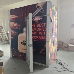 Exhibition Stand with Storage Room Portable SEG Fabric Light Box Booth for Flexible Display Layout