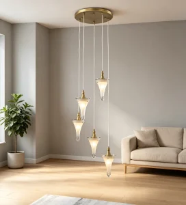 Exquisite All Copper Water Drop LED Pendant Light Modern Art Chandelier for Home Staircase Lighting