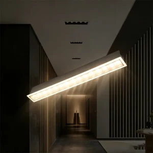 Extended Linear Grille Recessed Light for Cafe Long Service Counter Shadowless Symmetrical Interior Ceiling Fixture