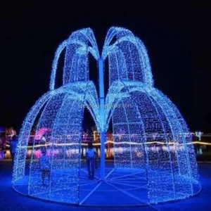 Exterior 3D Wire Frame Extra Large Christmas Light Fountain Sculptural Display for Commercial Holiday Light Show