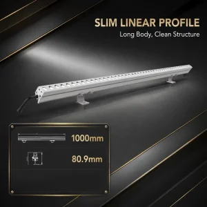 Exterior Building Decoration Facade Lighting IP67 High Rise DMX RGB LED Linear Aluminum Wall Washer Light for Architectural