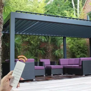 Exterior Motorized Shutter Aluminium Pergola Canopy Gazebo Electric Louver Outdoor Aluminum Pergola