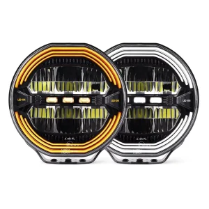 Extraljus 9 Inch Car Truck LED Work Light High Power Dynamic Amber DRL Spotlight No Dazzling 12V 24V Offroad for Driving