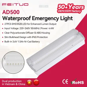 FEITUO Premium US Emergency Light IP65 Waterproof 27LED Emergency Light for Commercial Building Vietnam Manufacturing OEM ODM