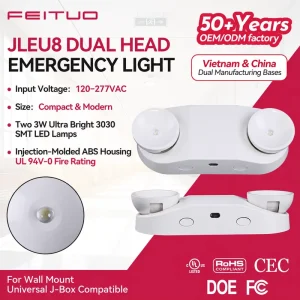 FEITUO Vietnam Manufactured Universal Voltage Emergency Light With 120V 277VAC Operation for Global Market Compliance Need