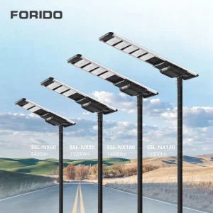 FORIDO New Quality Outdoor Waterproof 30w 50w 60w 80w 100w 120w 150w Integrated All in One Led Solar Street Light