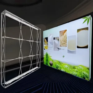 Fabric Pop up Straight Display Trade Show Booth Background Portable Aluminum LED Light Box Custom Logo Banner