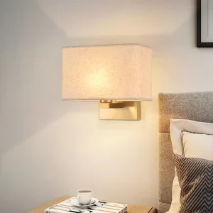 Fabric Wall Lamp Fixture LED Bedside Decorative Wall Sconce Socket Hotel Reading Lamp for Bedroom