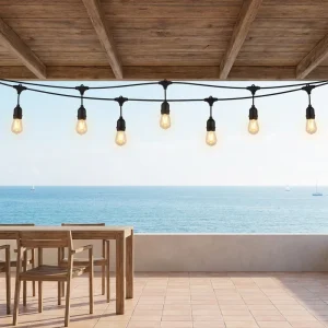 Factory 100m 48ft Outdoor Commercial Festoon Hanging Lights with E27 2W LED Globe Glass Bulb Patio Bistro String Light