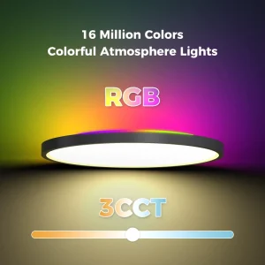 Factory 120V 15.8Inch 36W RGB LED Dimmable Ultra Slim Ceiling Light Remote & App Control Indoor Surface Mounted 5-Year Warranty
