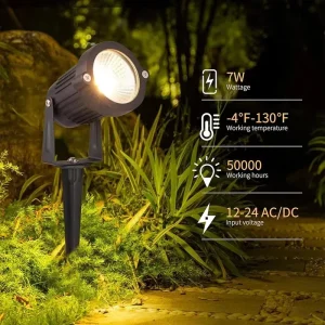 Factory 7W Die Cast Aluminum 12 24V AC DC IP66 Waterproof LED Landscape Spike Light for Garden Tree Landscape Project