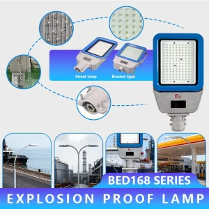 Factory ATEX IP66 LED AC Explosion-Proof Street Light 70W-200W Aluminum Alloy Body Sensor Control 3-Year Road