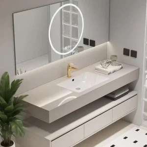 Factory Custom Modern Wall mounted Bathroom Vanities with Smart LED Mirrors for Hotels and Villas OEM ODM