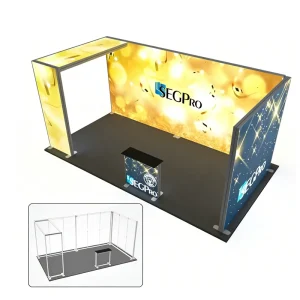 Factory Custom Printed Aluminum SEG LED Light Box Booth Silver Black Indoor Exhibition Display Stand Easy Assembly