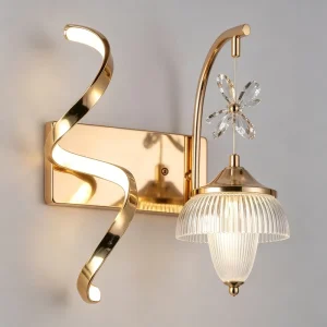Factory Decorative Luxury Wall Sconce Gold Led Wall Light Hallway Aisle Light Bedroom Bedside Decor Background Spiral Wall Lamp