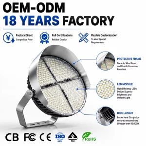 Factory Direct 150lm/W LED Stadium Flood Light IP65 High Mast Sports Light for Arena Football Field Tennis Court 5-Year Warranty