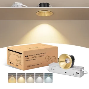 Factory Direct 2 Inch Gold Led Downlight Recessed Ceiling Spotlight Aluminum 8W 5CCT LED COB Light Hotel Project Home Office