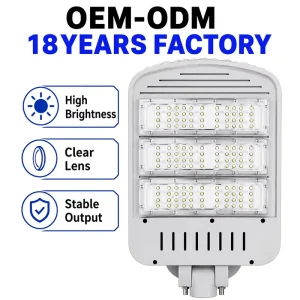Factory Direct 250W LED Street Light Die Cast Aluminum with High Efficiency Optical Lens 3 Years Warranty for Roadway Lighting