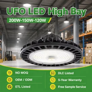 Factory Direct Dimmable Industrial 120W 150W 200W UFO High Bay Light for Warehouse