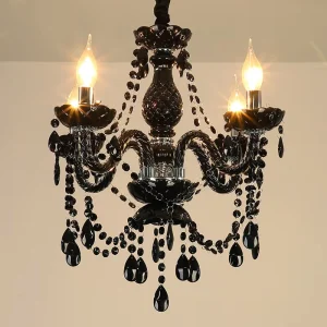 Factory Direct European Vintage Black Crystal Candle Pendant Lamp Chandelier for Living Room Hotel Lighting