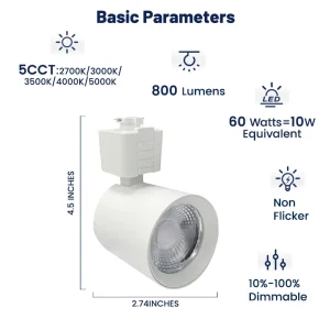 Factory Direct Flexible 5CCT Track Lights Aluminum LED COB Spotlight 10W Adjustable Smart for Showroom Gallery Commercial